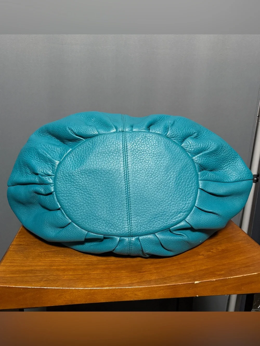 BODHI Teal Leather XL Hobo Bag with Gold Chain Handles